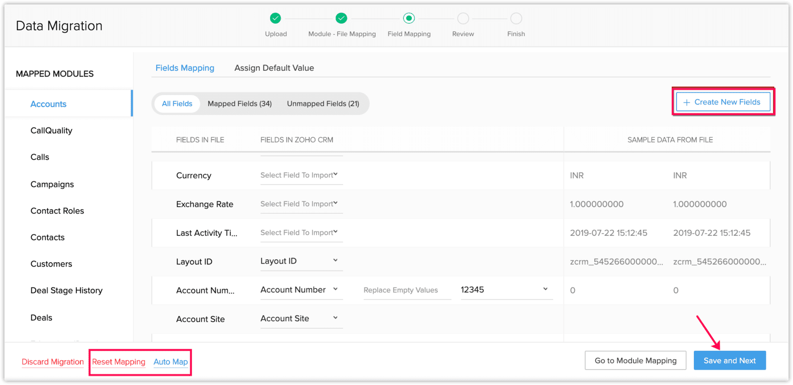 Zoho CRM Field Mapping