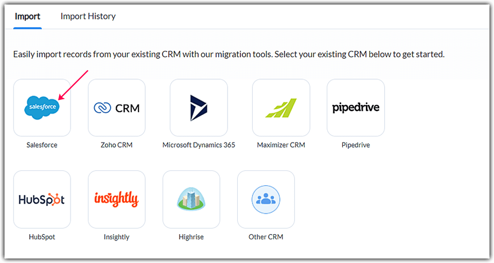 Import data from Salesforce to Zoho CRM