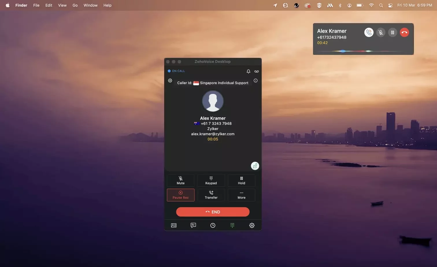 Zoho Voice Ongoing Call
